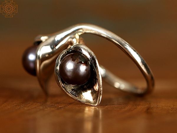 exotic india Double Black Pearl | Sterling Silver Rings 