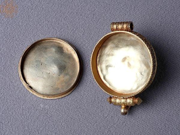 Exotic India Double Dorje Ghau Pendant Copper Gold Plated 