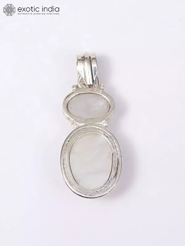 Exotic India Double Rainbow Moonstone Cabochon Pendant 