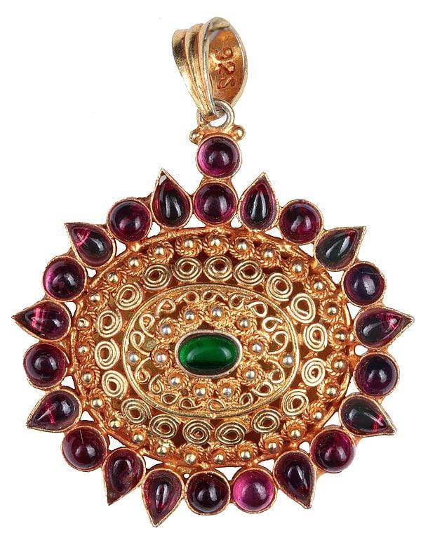 exotic india Double-Sided Filigree Pendant (South Indian Temple Jewelry) 