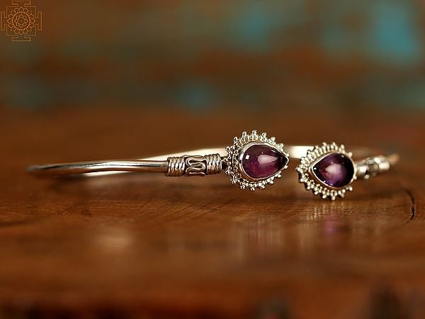 Exotic India Double Stone Designer Bracelet | Sterling Silver Bracelet 