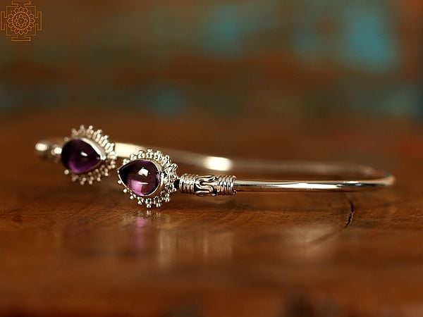 Exotic India Double Stone Designer Bracelet | Sterling Silver Bracelet 