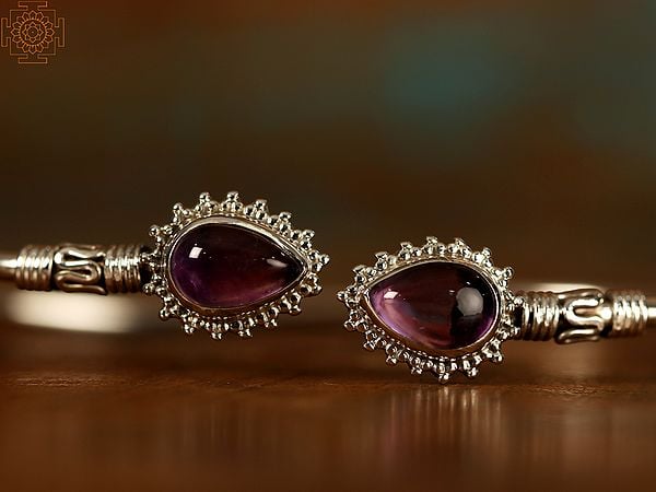 Exotic India Double Stone Designer Bracelet | Sterling Silver Bracelet 