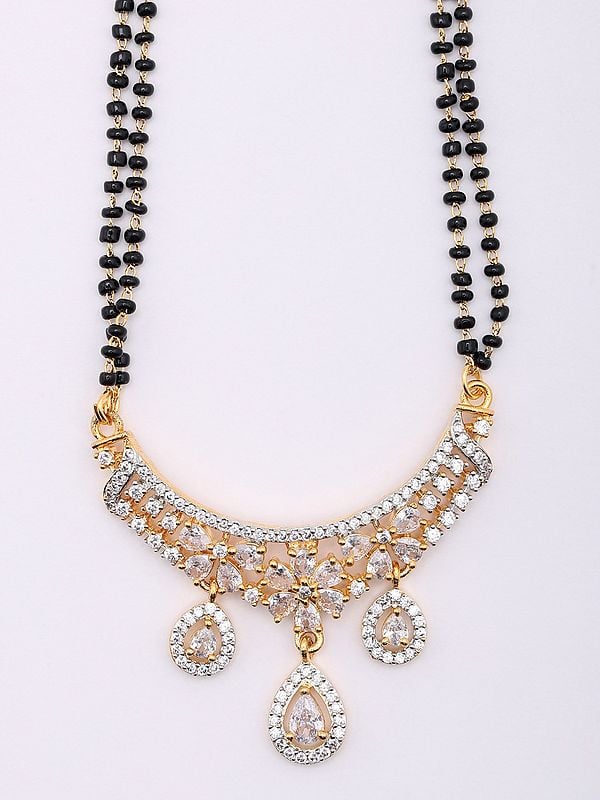 Exotic India Double Strand Stone Studded Mangalsutra And Earrings Set 