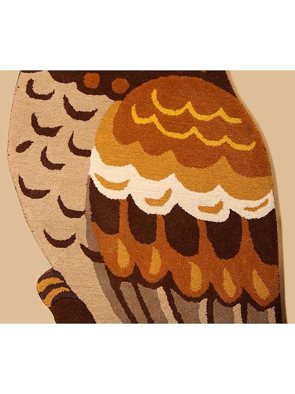 Exotic India Downtown-Brown Owl Shaped Tufted Yogic Asana Mat From Mirzapur