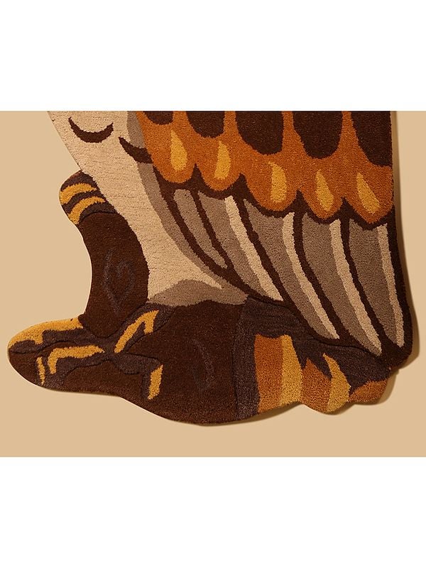 Exotic India Downtown-Brown Owl Shaped Tufted Yogic Asana Mat From Mirzapur