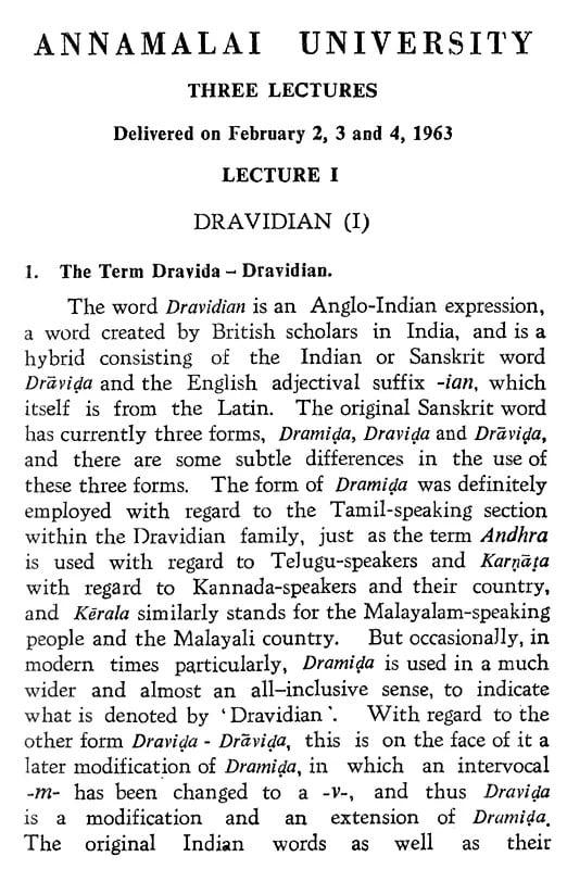 Exotic India Dravidian: A Course Of Three Lectures On Dravidian Origins And On Modern Dravidian Literature 