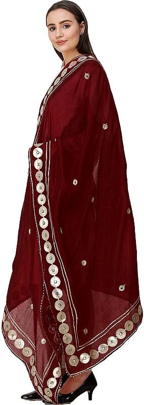 Exotic India Dupatta From Amritsar Embellished With Patch Border 