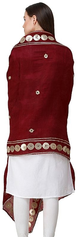 Exotic India Dupatta From Amritsar Embellished With Patch Border 