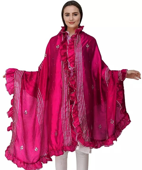 Exotic India Dupatta From Amritsar With Gota Patches And Frill Border 