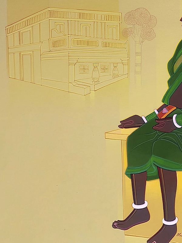 Exotic India Dwelling - A Thinker Lady | Acrylic On Canvas | By Tailor Srinivas 