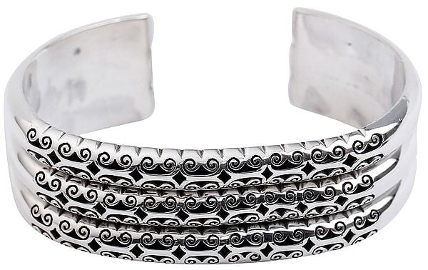 Exotic India Elegant Stackable Looking Cuff Bracelet From Nepal (Adjustable Size)