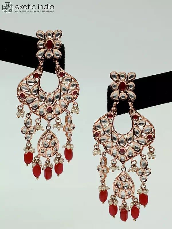 Exotic India Elegant Stone Studded And Beaded Beautiful Choker Necklace With Earrings And Mangtika