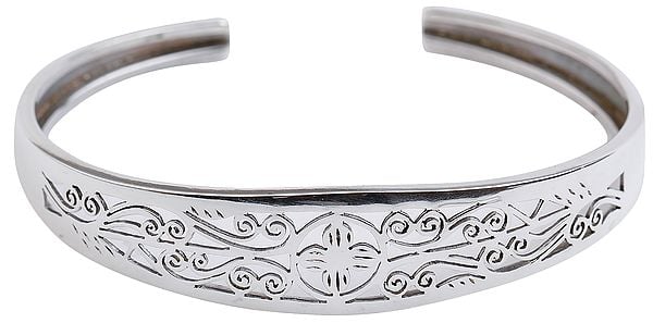 Exotic India Elegantly Intricate Jali Cut Cuff Bracelet From Nepal (Adjustable Size)