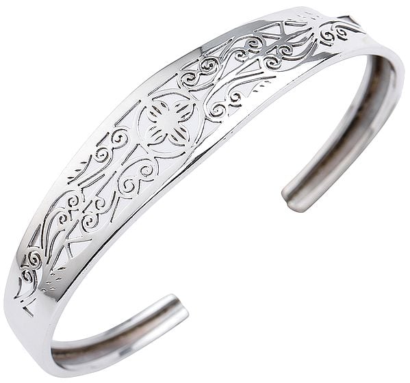 exotic india Elegantly Intricate Jali Cut Cuff Bracelet from Nepal (Adjustable Size) 