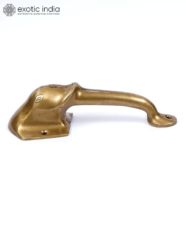 Exotic India Elephant Design Brass Door Handle (Multiple Sizes)