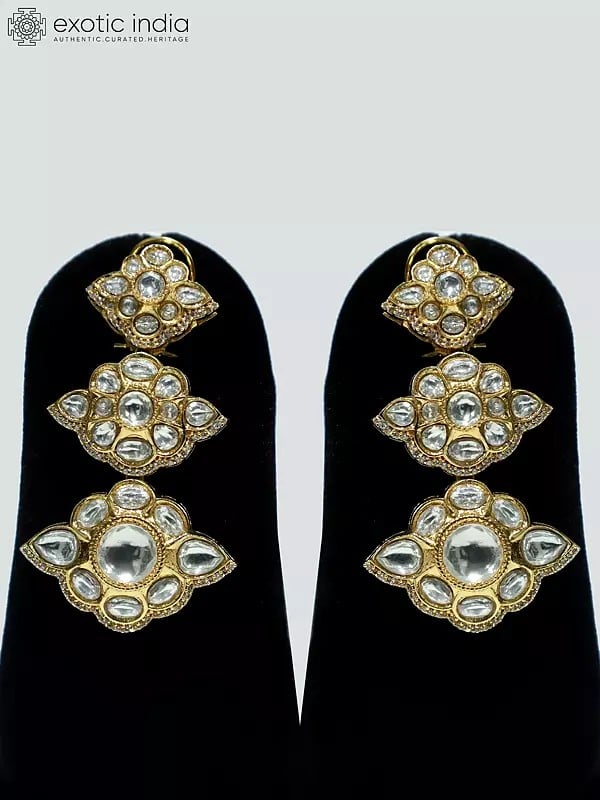 Exotic India Embellished Designer Stone Studded Copper And Kundan Necklace Set With Earrings