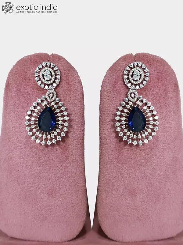 Exotic India Embellished Stone Studded American Diamond Necklace Set With Earrings