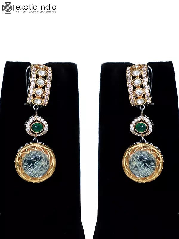 Exotic India Embellished Stone Studded Choker Necklace Set With Earrings