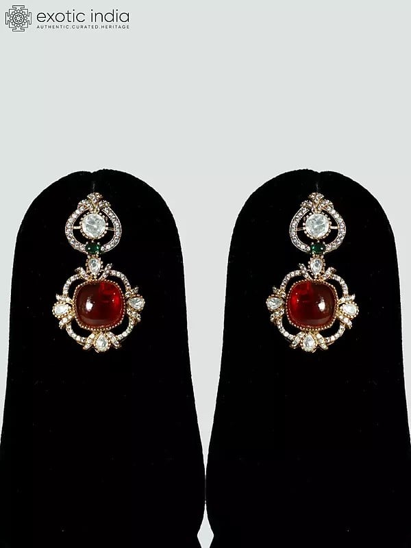Exotic India Embellished Stone Studded Copper And Kundan Choker Necklace Set With Earrings