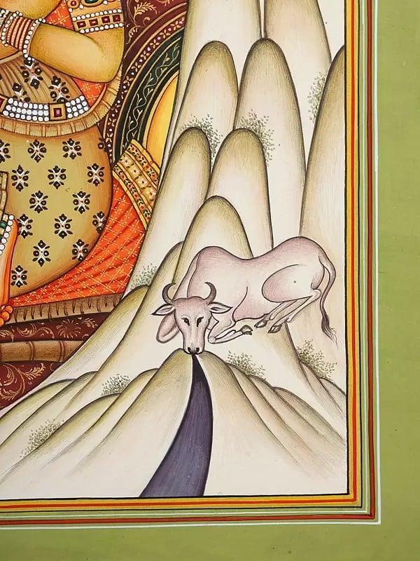 Exotic India Emergence Of Ganga From Shiva’s Coiffure (A Fine Painting) 