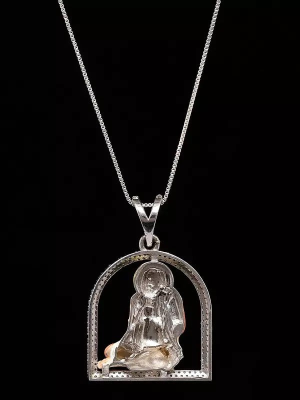 Exotic India Enamelled Bajrangdas Bapa (Saint) Sterling Silver Pendant