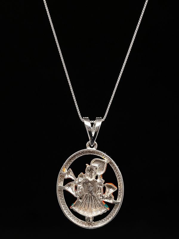 Exotic India Enamelled Dwarkadhish Form Of Lord Krishna Pendant 