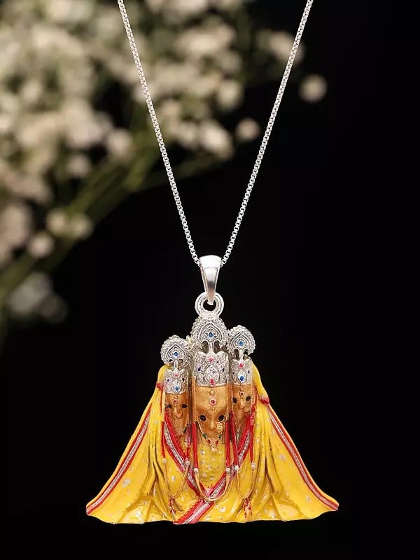 Exotic India Enamelled Goddess Pitambara Baglamukhi Pendant 