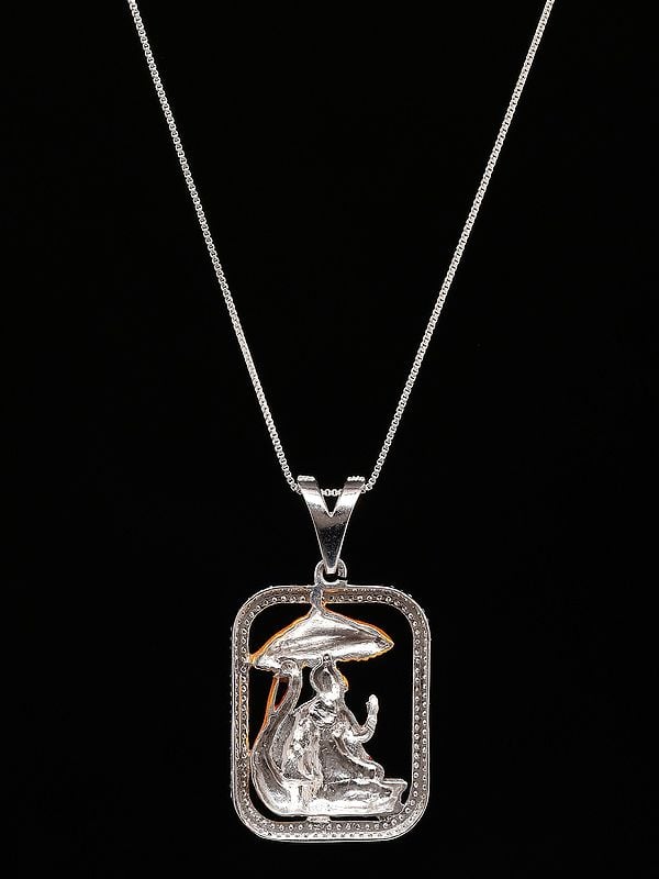 Exotic India Enamelled Vahanvati Sikotar Mata Sterling Silver Pendant