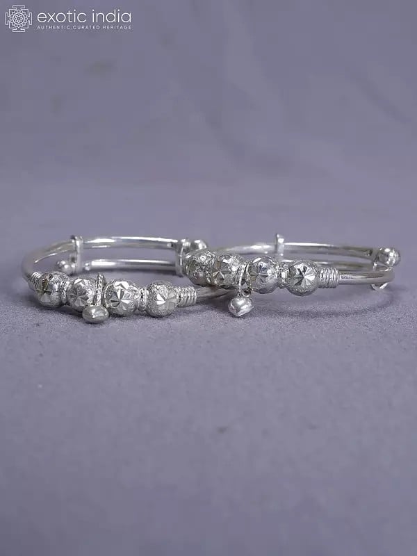 Exotic India Engraved Beautiful Pure Silver Bala From Nepal
