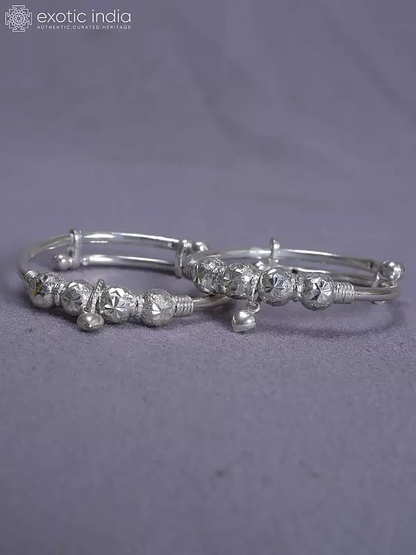 exotic india Engraved Beautiful Pure Silver Bala From Nepal 