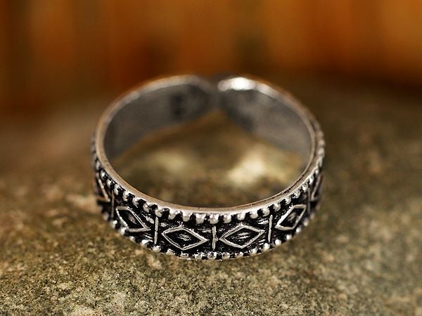 exotic india Engraved Daimond Pattern | Sterling Silver Rings 
