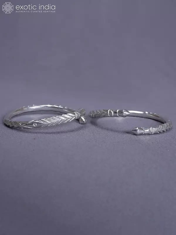 exotic india Engraved Designer Pure Silver Set Of 2 Bala From Nepal