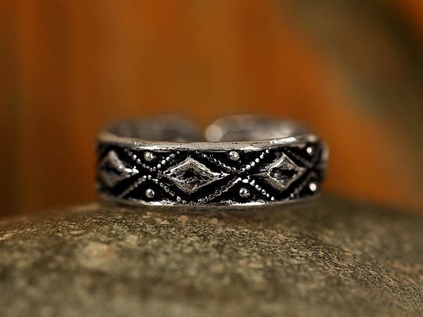 Exotic India Engraved Traditional Design Sterling Silver Rings 
