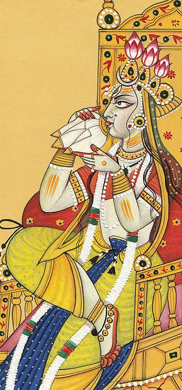 Exotic India Enthroned Bhagavti Accompanied By Her Handmaidens (Tantric Devi Series)