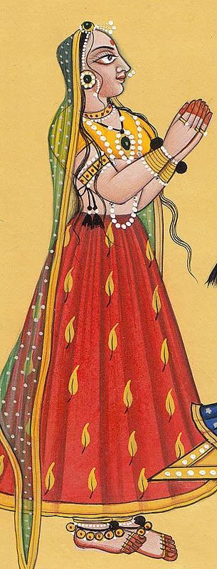 Exotic India Enthroned Bhagavti Accompanied By Her Handmaidens (Tantric Devi Series)