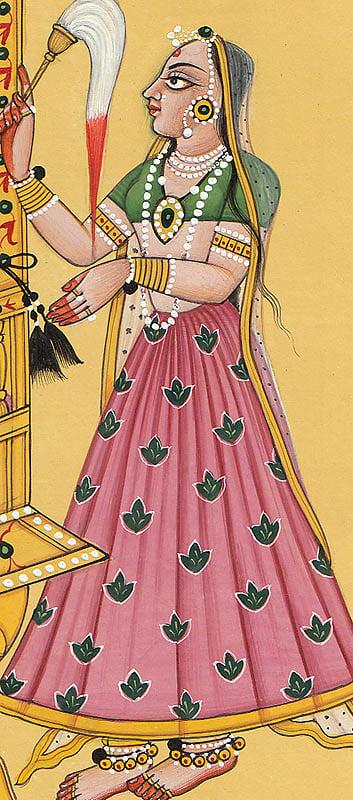 Exotic India Enthroned Bhagavti Accompanied By Her Handmaidens (Tantric Devi Series)