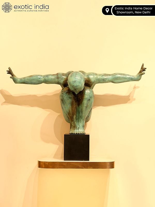 Exotic India Equilibrium’s Edge: The Olympic Swimmer | Brass Sculpture From Indonesia 