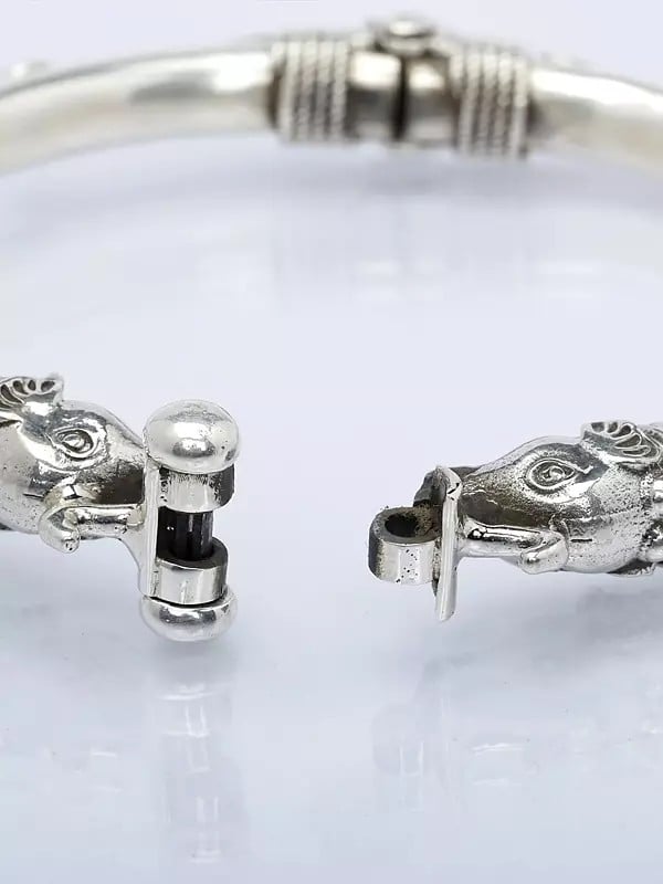 Exotic India Ethnic Elephant Openable Bracelet With Coral Gemstone 