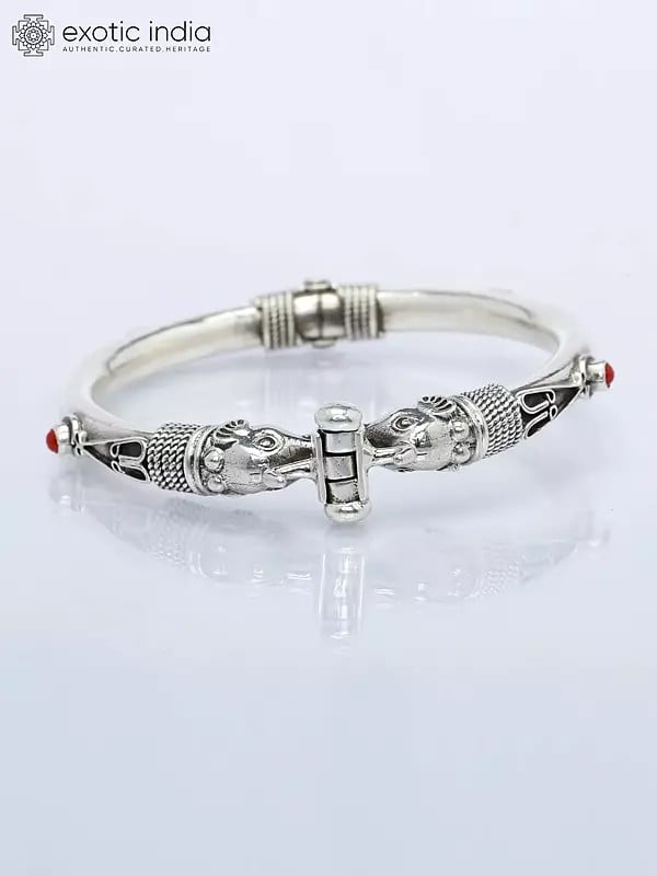 exotic india Ethnic Elephant Openable Bracelet with Coral Gemstone 
