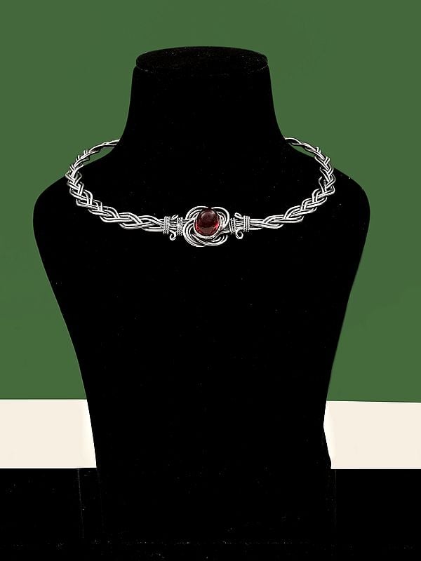 exotic india Ethnic Style Metal Choker Necklace | White Metal Jewelry 