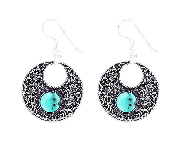 exotic india Ethnic Style Round Earrings with Gemstone 
