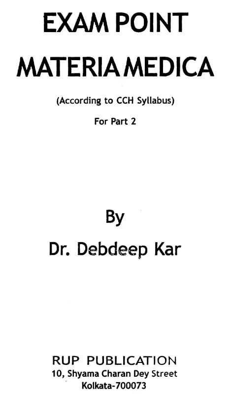 Exotic India Exam Point Materia Medica- According To CCH Syllabus For 2nd B.H.M.S. 
