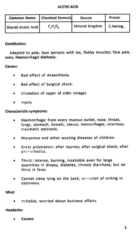 Exotic India Exam Point Materia Medica- According To CCH Syllabus For 2nd B.H.M.S. 