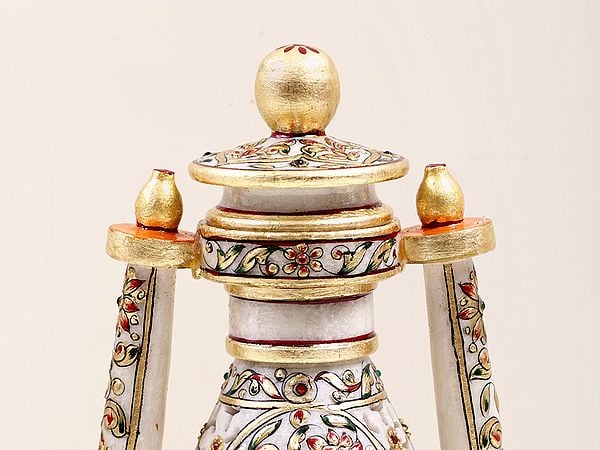 Exotic India 10" Electrical White Marble Lantern 