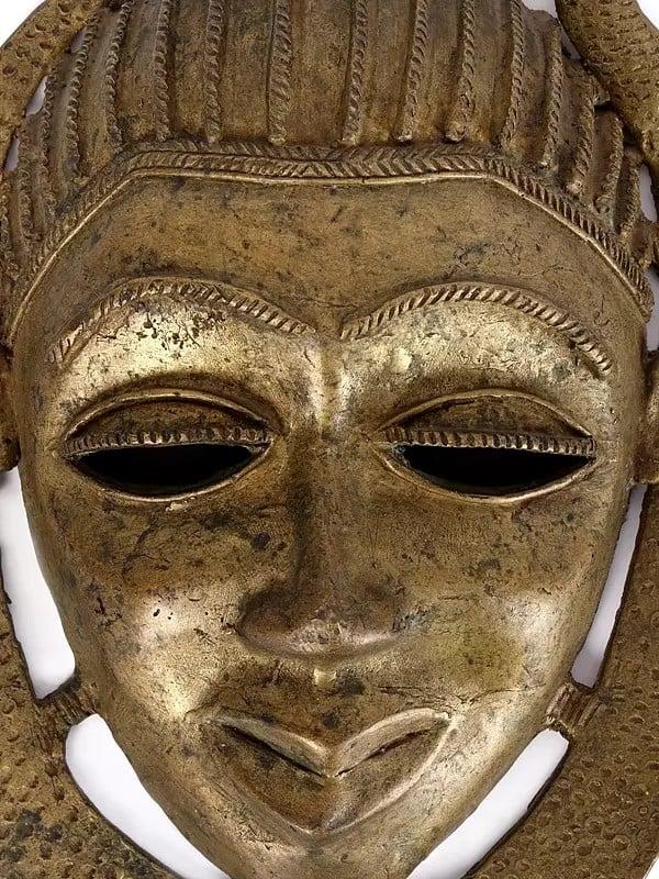 Exotic India 11" Tribal Tantrik Mask In Bronze 