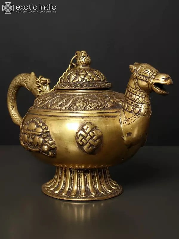 Exotic India 12" Brass Camel Design Kettle 