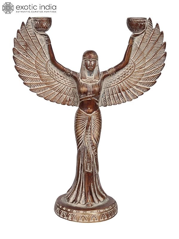exotic india 12" Goddess Isis In Brass | Handmade 