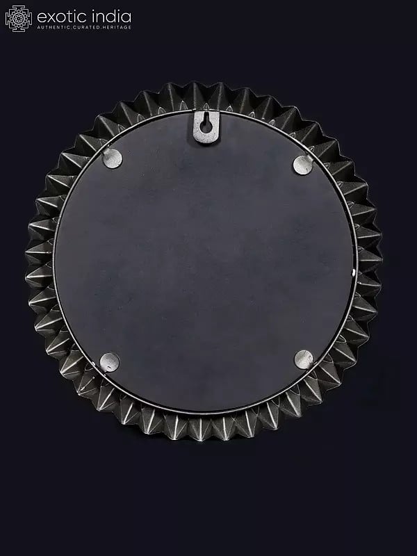 Exotic India 12" Stylish Round Mirror | Wall Hanging 