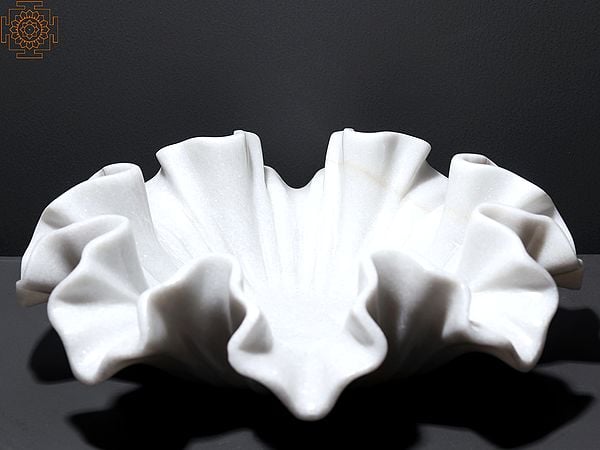 Exotic India 12" Urli In White Marble 